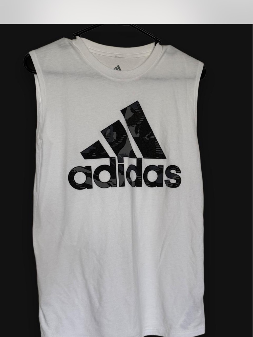 adidas White Tank Top with Black Logo